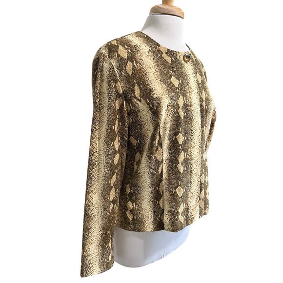 Vintage 90s Y2K MHM Microsuede Rattlesnake Print Fitted Jacket Blazer SZ L - Picture 2 of 6
